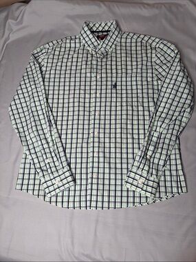 johnnie-O Green and Blue Plaid Button-Down Shirt Size Medium